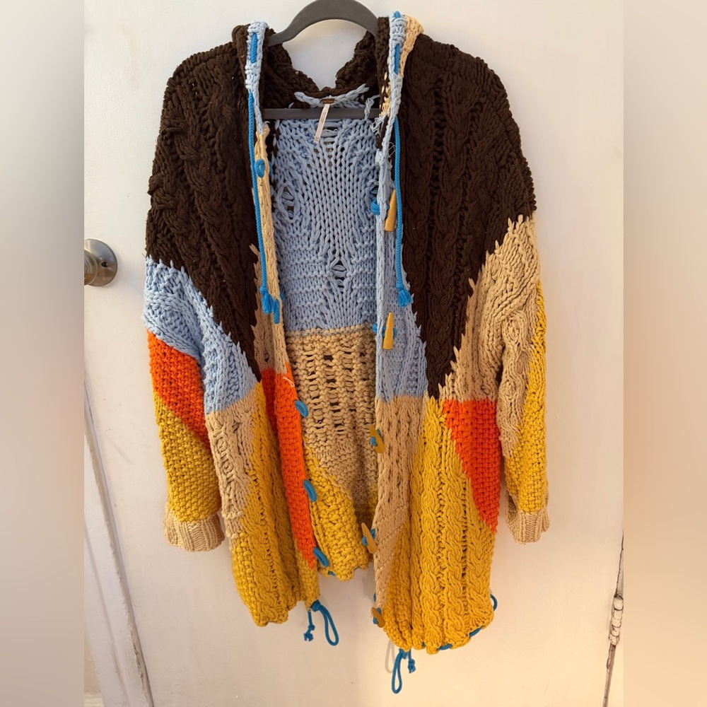 Free People Multicolor Chunky Knit Cardigan